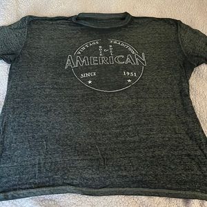 army green grey burn out tee XXL American rock & roll guitar vintage style 🎸